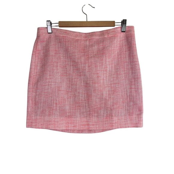 J Crew Tweed Mini Skirt 10 Pink Academia Preppy Old Money Classic Retro Euro 80s - Picture 1 of 11